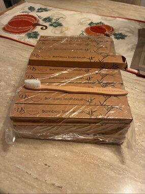 BAMBOO Natural Wood Toothbrush with White Bristles